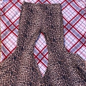 Giddy Up Glamour Western Flare Bell Bottom Pants in Leopard